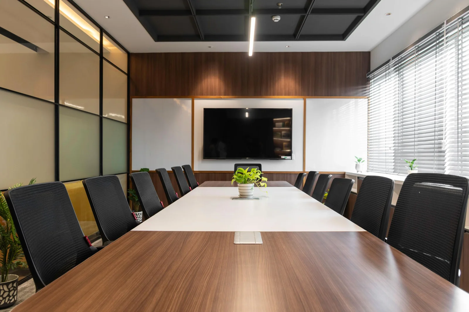 Boardroom with a wall mounted display