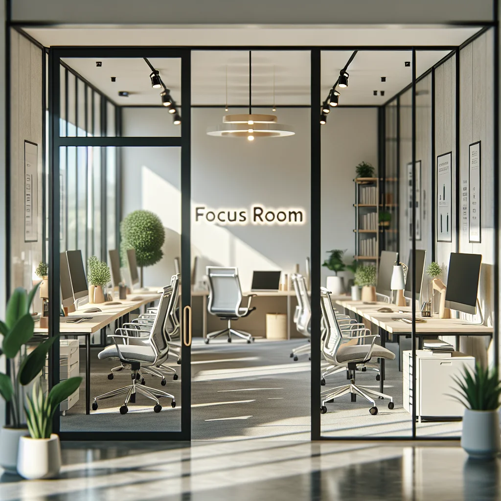 Illustration of a glass walled focus room