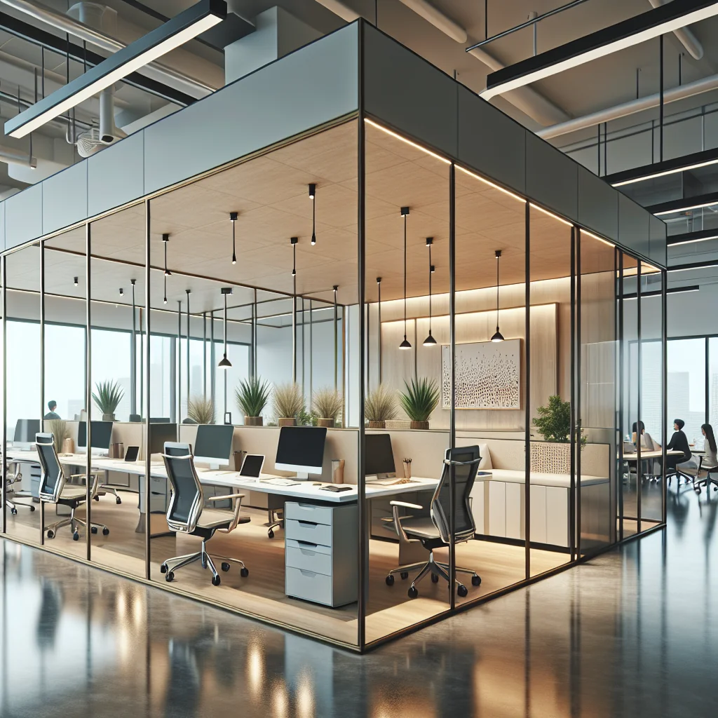 Illustration of a glass office pod