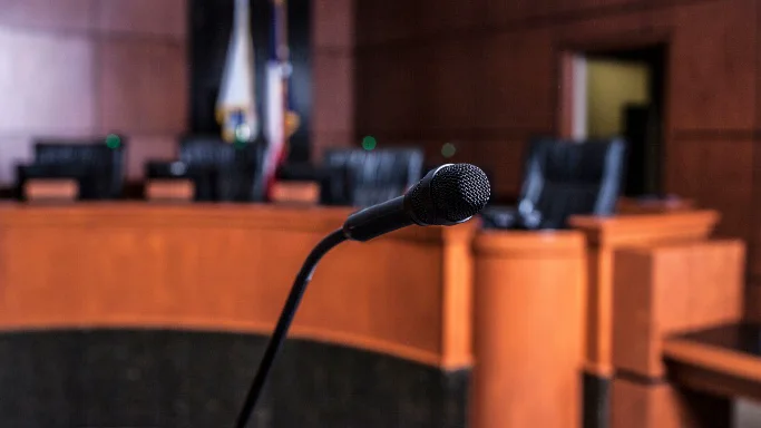 Microphone in a courtroom
